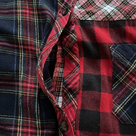 John Mark Plaid Patchwork Button Up Flannel Tunic READ Missing Two Buttons XL - Picture 6 of 10